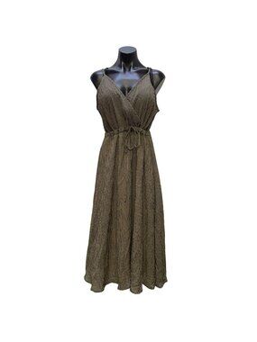 Mod Ref Cream & Black Gingham Maxi Dress With Tie Waist M